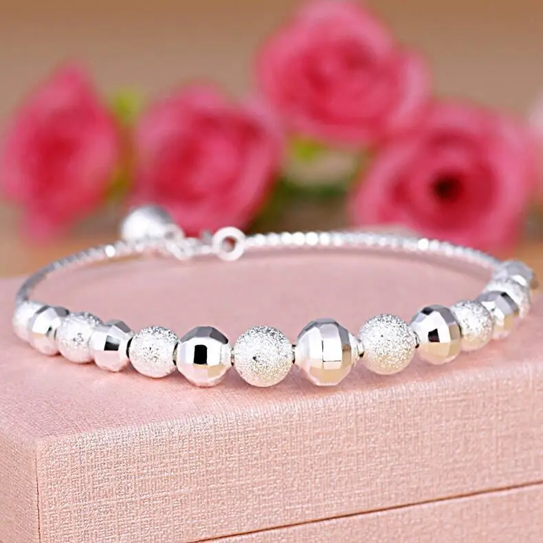 Copper Plated Silver Bell Transfer Bead Bracelet Opening Female Couple Bracelet Scrub Bracelet