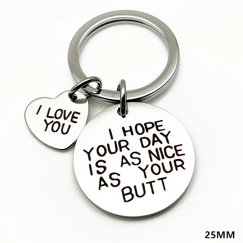 Peach Heart Couple Gift Stainless Steel Keychain
