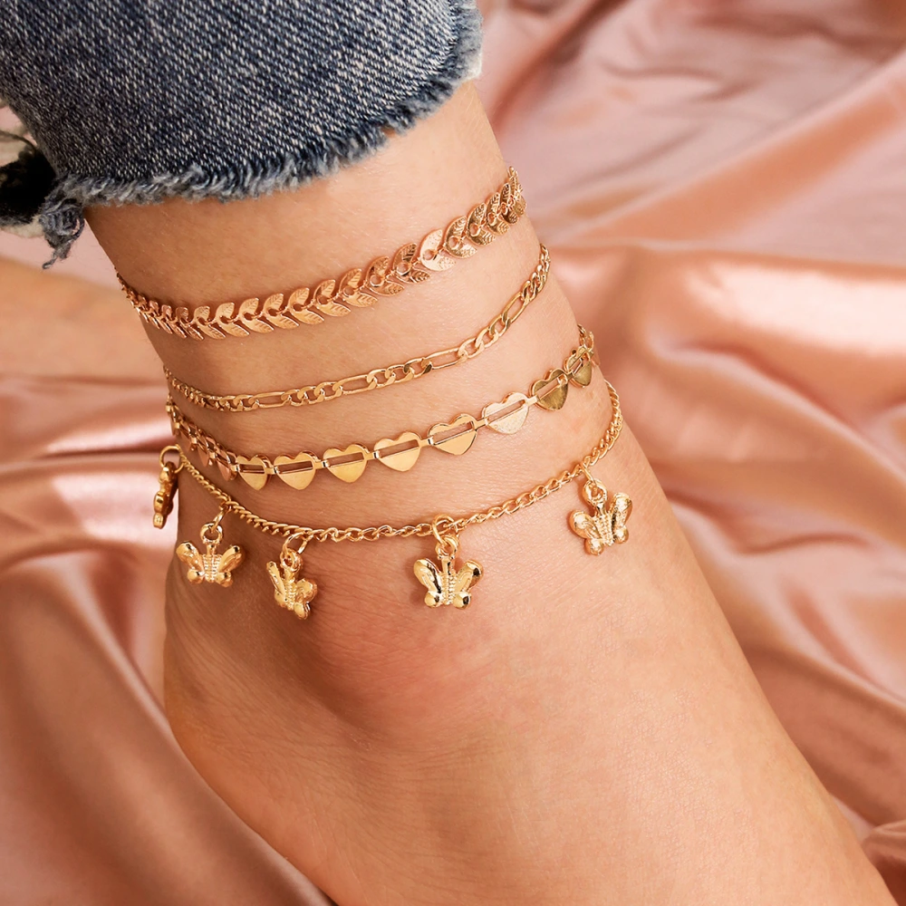 Multi-layer 4 four-piece suit anklet