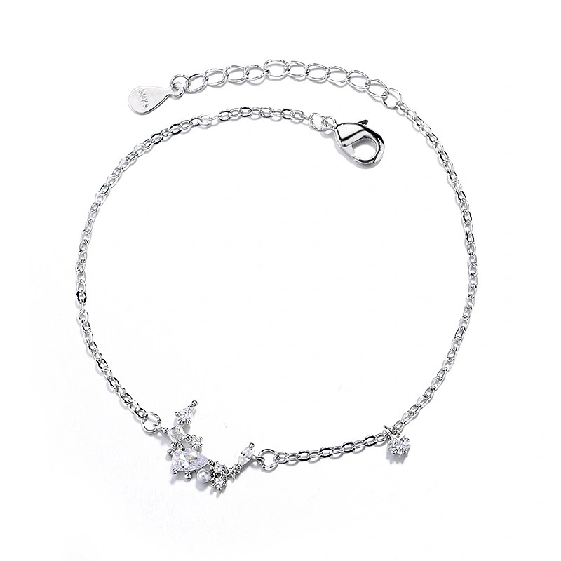 Pearl star moon sterling silver bracelet