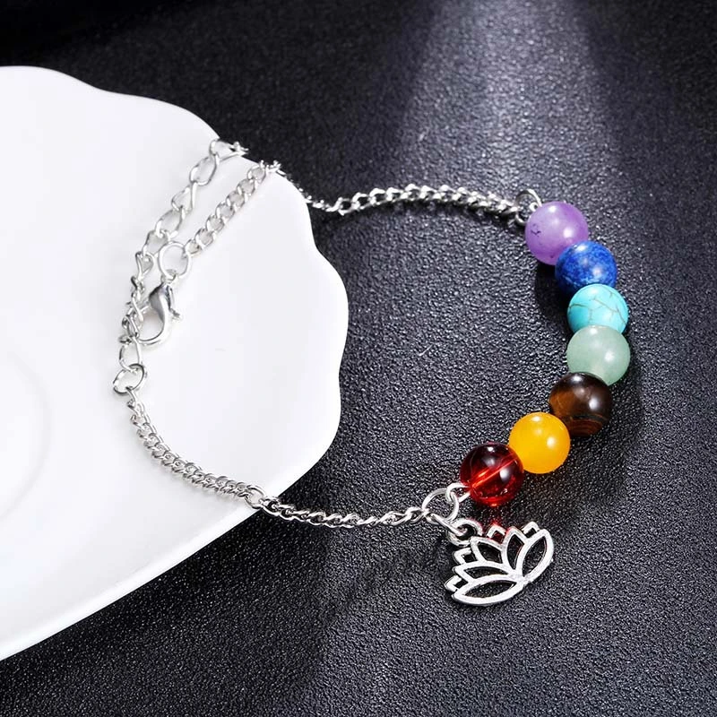 Natural stone yoga energy colorful beads bracelet