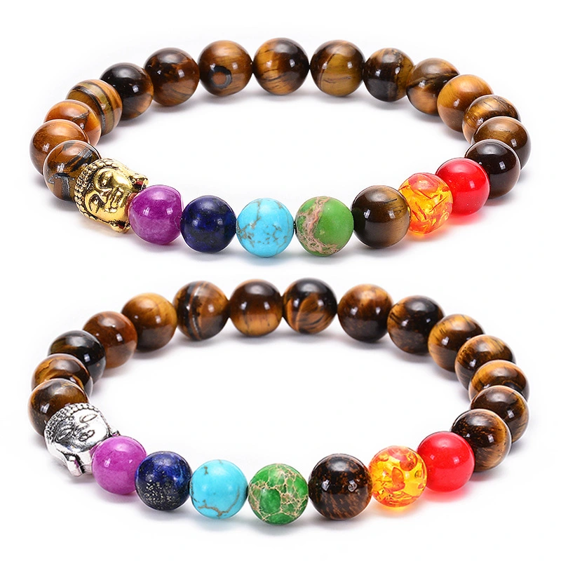 Seven chakras Buddha head bracelet