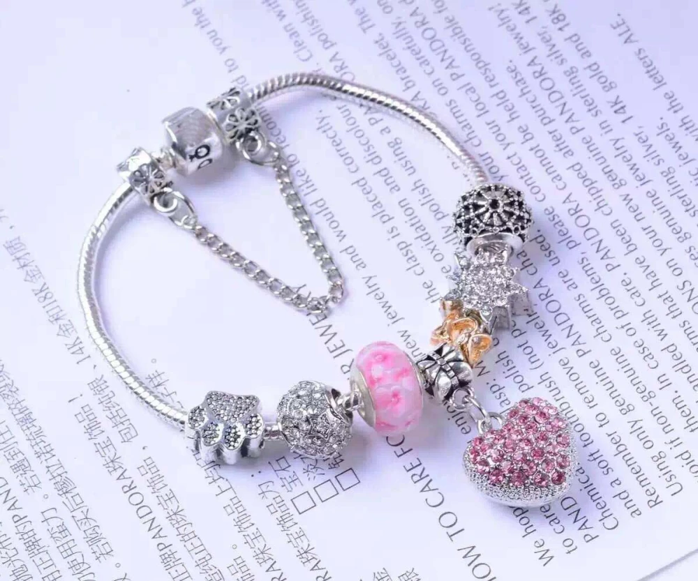 Love Pendant Pink Simple Fashion Bracelet