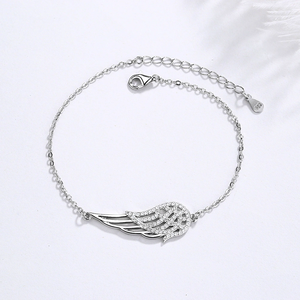 Sterling silver 925 angel wings bracelet women
