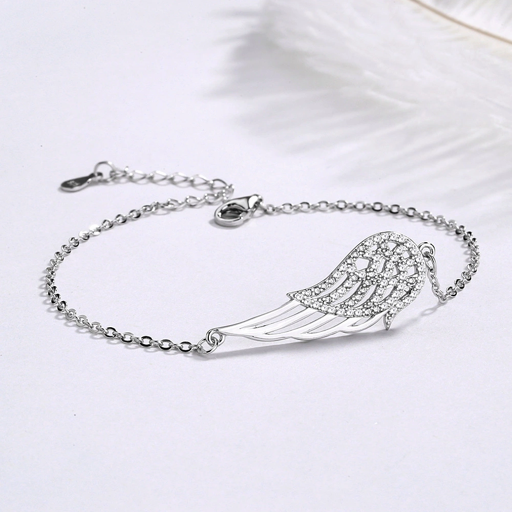 Sterling silver 925 angel wings bracelet women