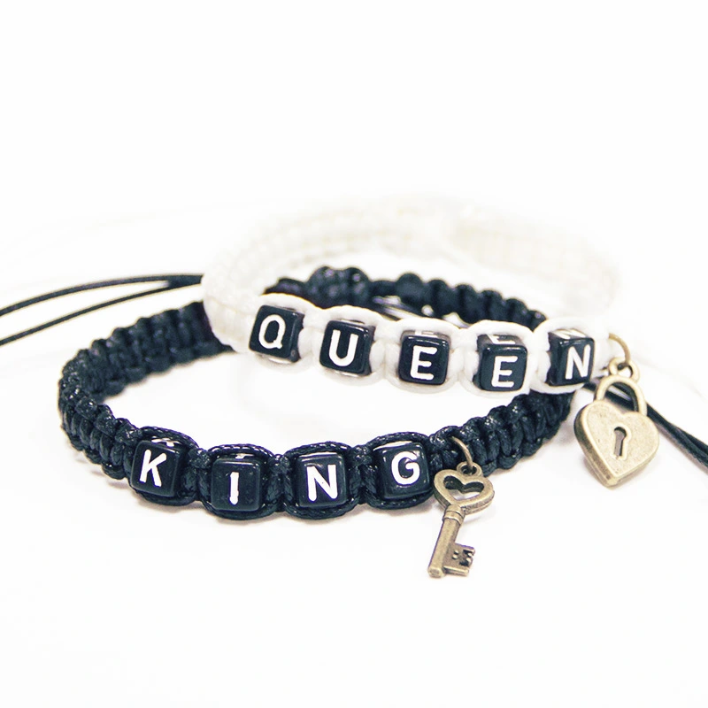 2pcspair Couple Bracelets Black King And White Queen With K