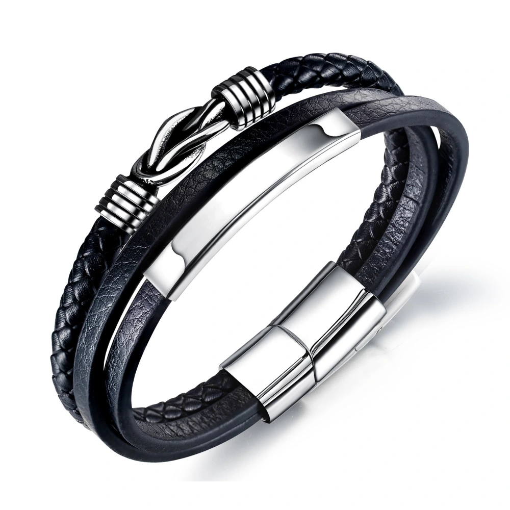 Stainless steel leather bracelet