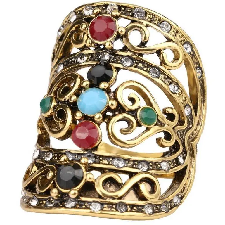 Bohemian Vintage Mosaic Seven Color Index Finger Ring