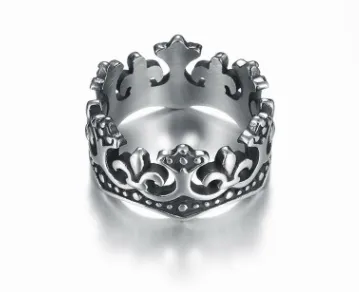 Europe and America punk gothic rock retro crown Roman titanium steel casting hipster domineering fashion men's ring ring