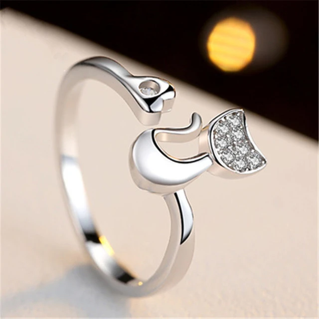 Simple personality creative kitten opening ring