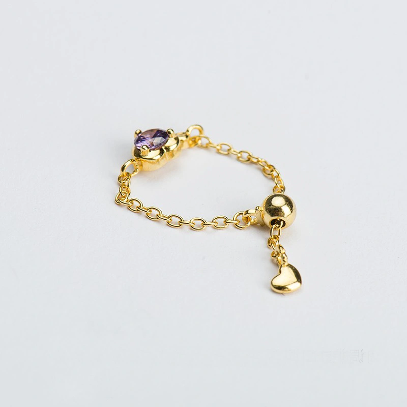 Micro set purple Zircon Bracelet Ring