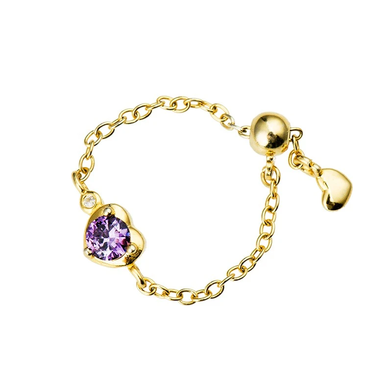 Micro set purple Zircon Bracelet Ring