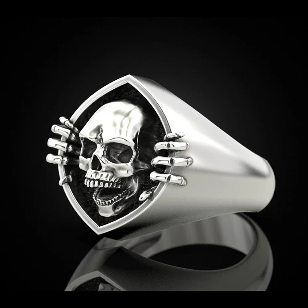 Retro Punk Skull Men's Ring