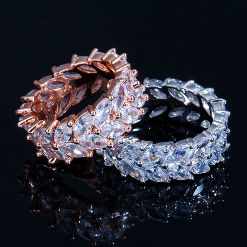 Korean version of the simple ladies ring jewelry Super flash AAA zircon trend wild ring