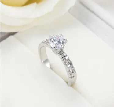 White gold zircon jewelry ring