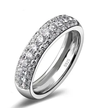 Elegant and rhodium-plated trend ring, Korean version of the best-selling high-quality inlaid zircon ring