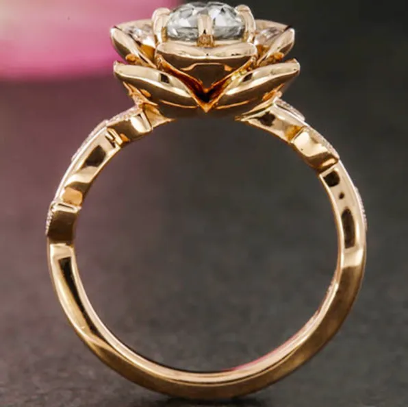 Women's zircon jewelry copper plated rose gold seeking engagement ring