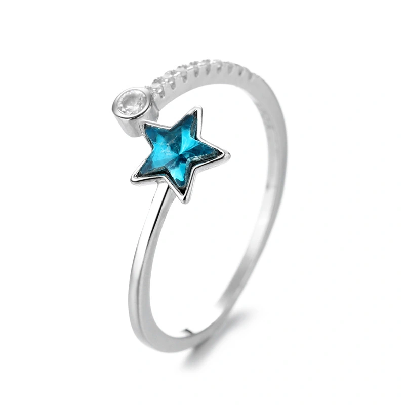 Azure Galaxy Pentagram Ring Hipster Simple