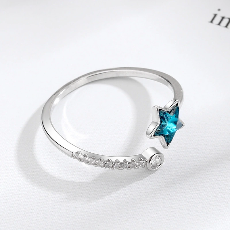 Azure Galaxy Pentagram Ring Hipster Simple