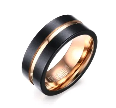 New high quality tungsten steel ring 8MM rose black ring men's ring