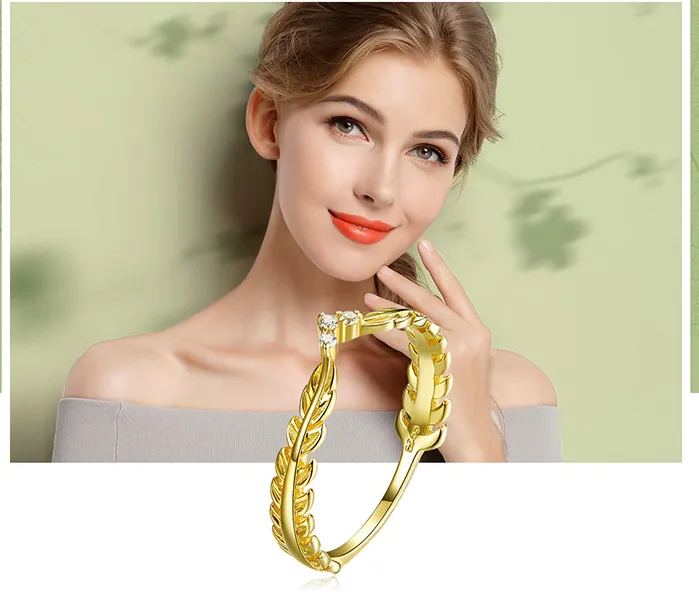 Silver Ziyun cross-border for olive leaf s925 sterling silver ring female European and American fashion gold gold ring SCR507