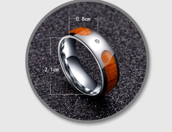 Titanium steel with diamond wood grain ring