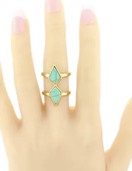 Geometric Turquoise Joint Ring