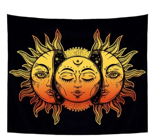 Smiry Mandala Indian Style Short Plush Tapestry Religion Sun Print Hanging Yoga Mat 148X130cm Decorative Bedroom Office