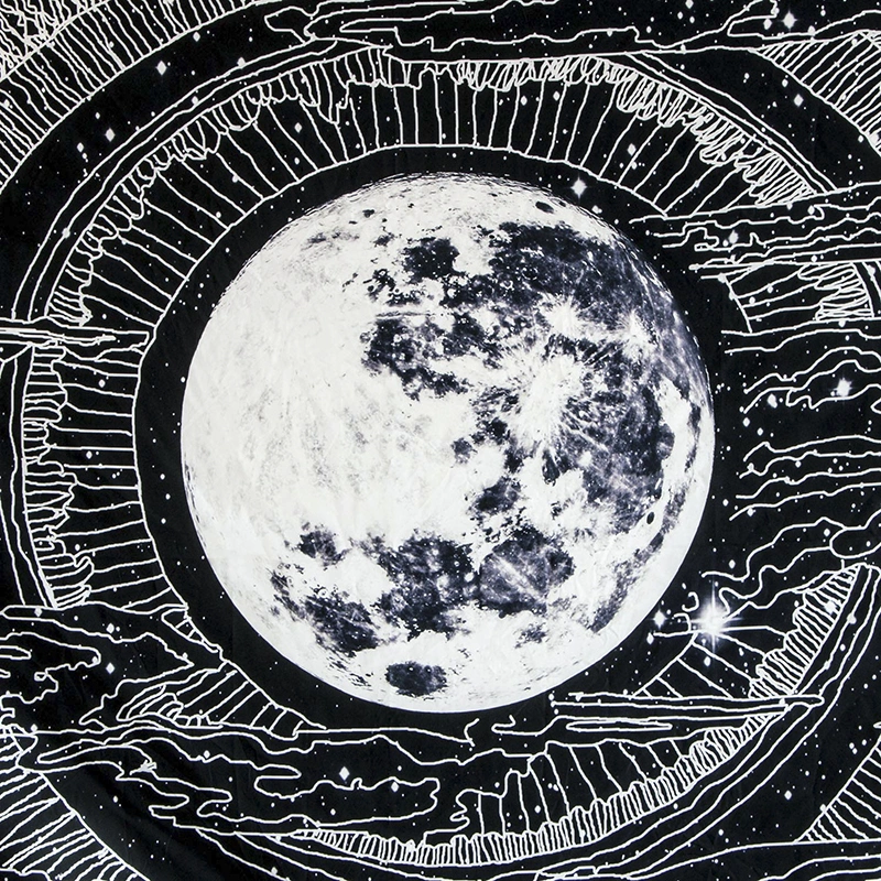 Black and white moon tapestry
