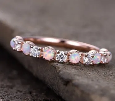 hot new 14k rose gold diamond ring Europe and the United States fashion engagement strips