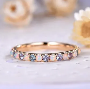 hot new 14k rose gold diamond ring Europe and the United States fashion engagement strips