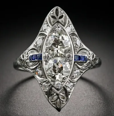 European And American Luxury Plated 925 Silver Hand Jewelry Female Cross-border For Blue Gem Topaz Ring