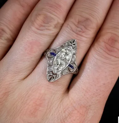 European And American Luxury Plated 925 Silver Hand Jewelry Female Cross-border For Blue Gem Topaz Ring