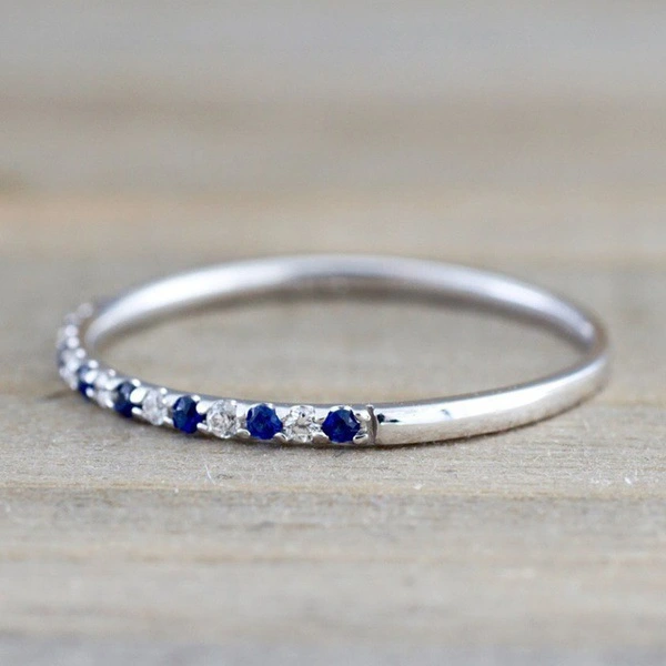 New inlaid sapphire ring for cross-border European and American ruby red corundum tail ring jewelry