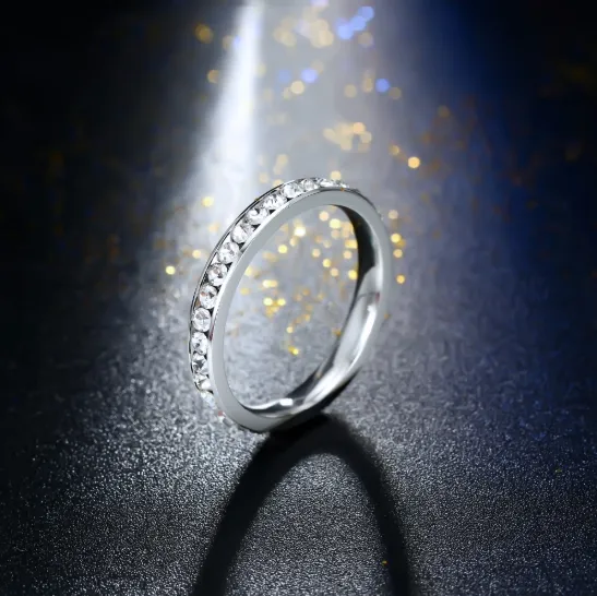 Diamond Ring Full Diamond Ring Female Ring Wholesale High Gloss Single Row Diamond Circle