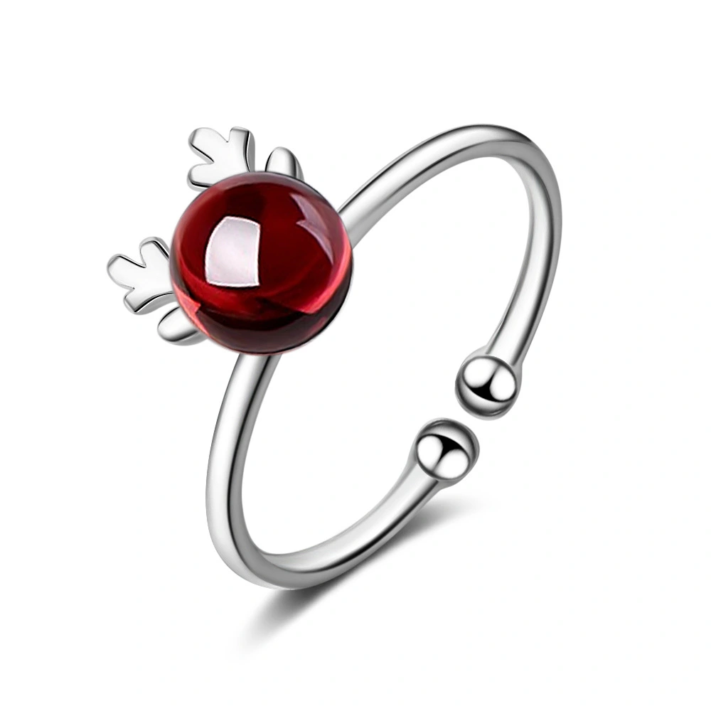 Creative sweet strawberry crystal antler ring