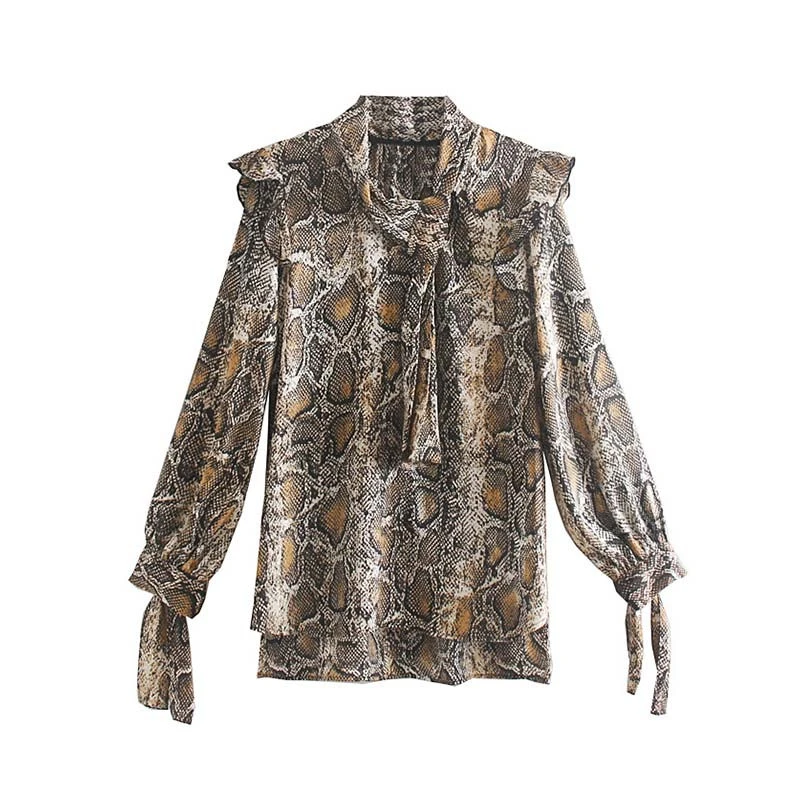 Imitation snakeskin printed blouse