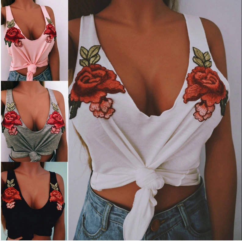 Wild embroidered halter top