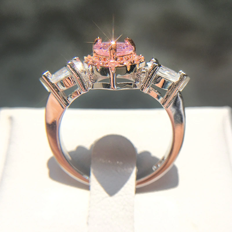 S925 sterling silver female simulation diamond ring 20 points zircon marriage ring love hollow hollow heart eight arrow white gold ring jewelry