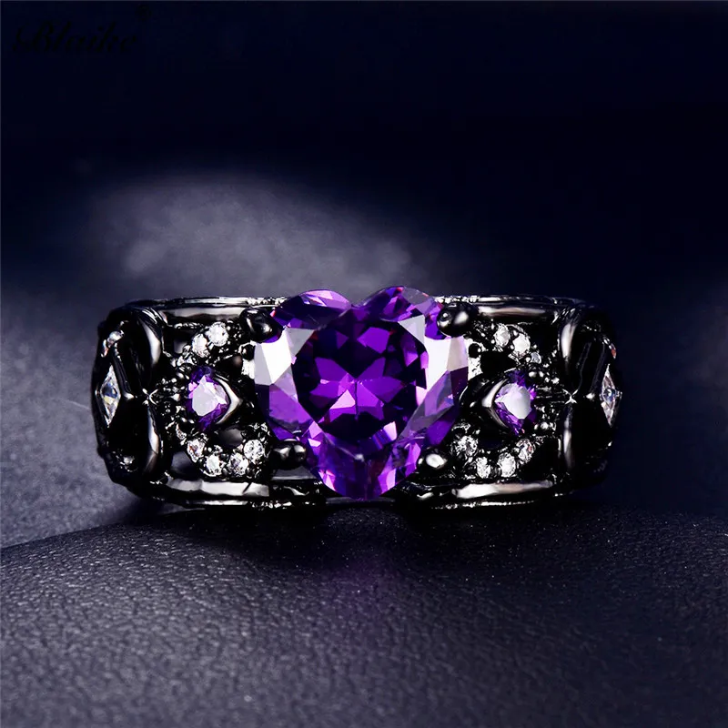 Love Peach Heart Side Angel Wings Female Ring Jewelry