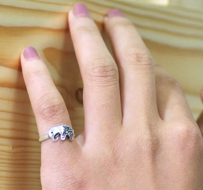 Baby elephant tail ring in 925 sterling silver