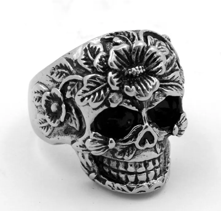 Floral Skull Ring