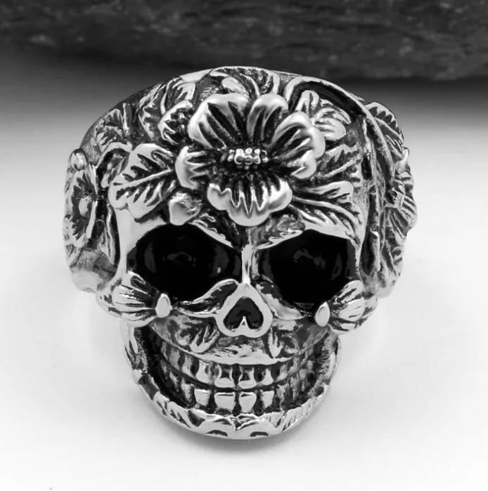 Floral Skull Ring
