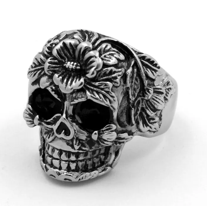 Floral Skull Ring