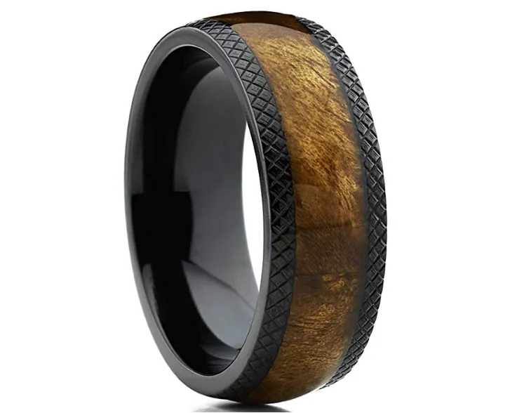 Dome Black Titanium Wedding ring