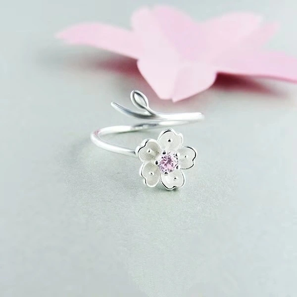 S925 Silver Cute Temperament Tree Branch Flower Ring