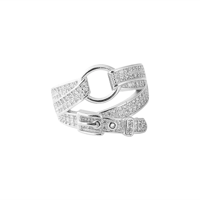 Simple diamond belt buckle index finger ring zircon