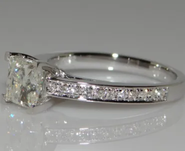Square Diamond Princess Ring Four-claw Female Simulation Diamond Wedding Simple Japanese and Korean Fashion Diamond Ring Zircon Ring