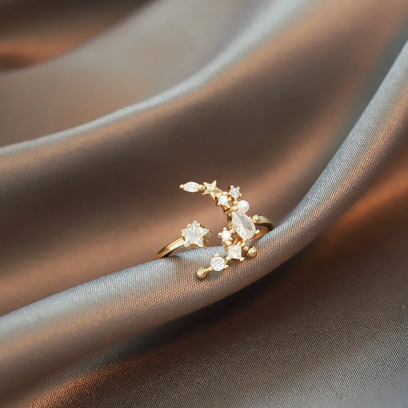 Ins tide personality wild star and moon index finger ring