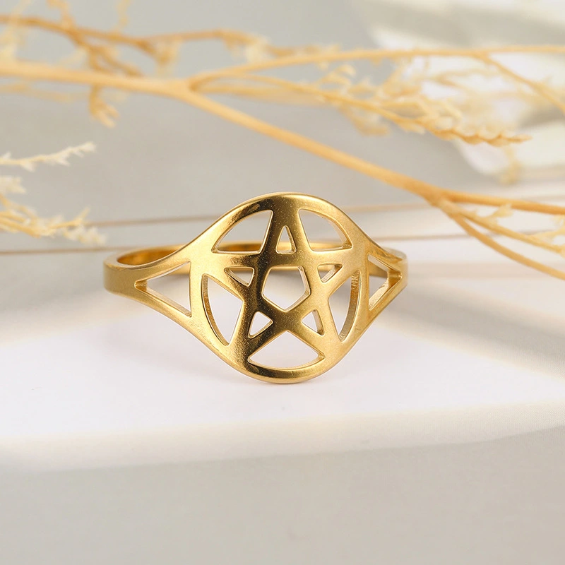 Nordic Lucky Five-Pointed Star Viking Pattern Ring